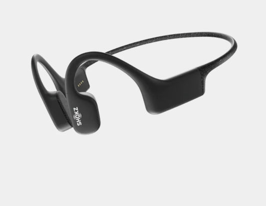 Casque de natation MP3 à conduction osseuse AfterShokz OpenSwim IP68 étanche et submersible Stockage de 4 Go Batterie de 8 heures - Noir cosmique 