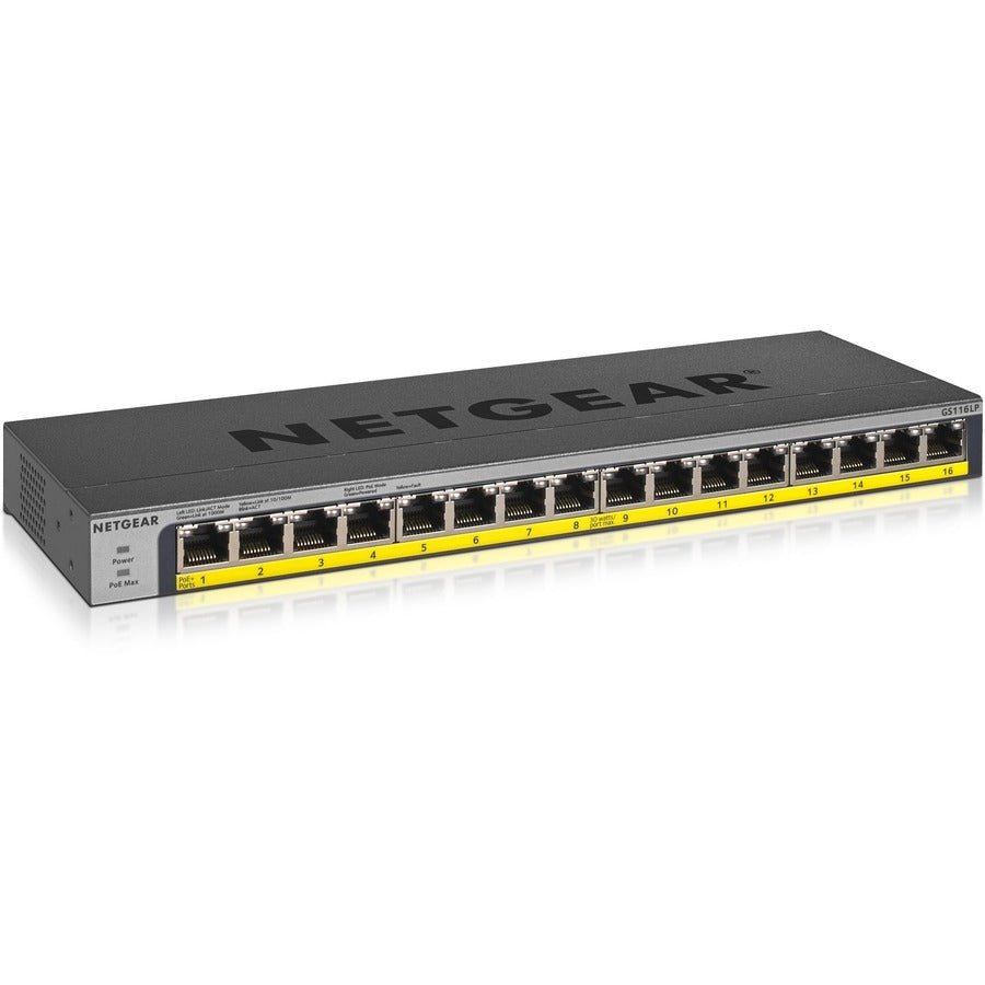 Commutateur Ethernet Gigabit non géré Netgear 16 ports 76 W PoE/PoE+ GS116LP-100NAS