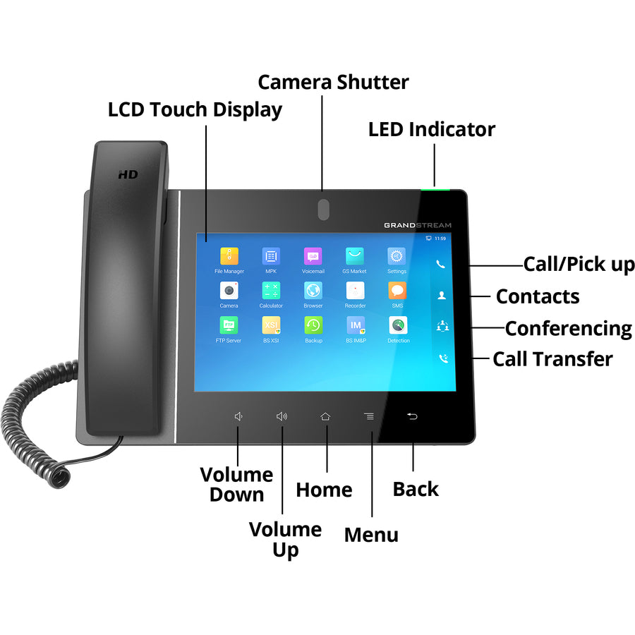 Grandstream IP Phone - Corded - Corded/Cordless - Wi-Fi, Bluetooth GXV3380