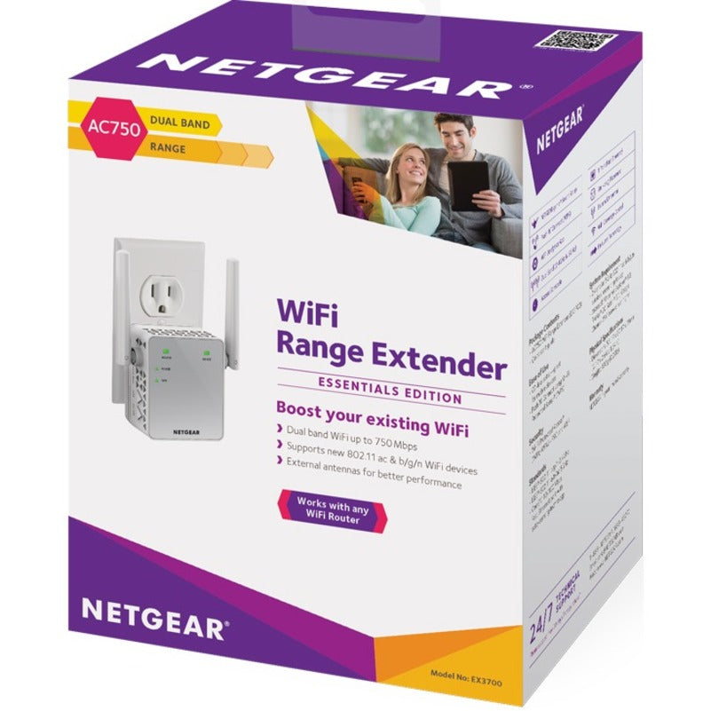 Répéteur de portée sans fil Netgear EX3700 IEEE 802.11ac 750 Mbit/s EX3700-100CNS