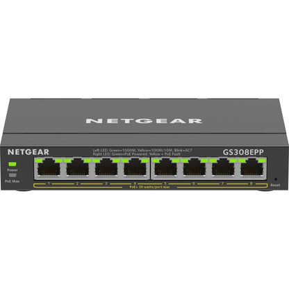 Commutateur Ethernet Gigabit PoE+ Smart Manageable Plus Netgear 8 ports GS308EPP-100NAS