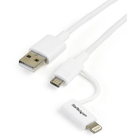 Câble Apple Lightning ou Micro USB vers USB de 1 m (3 pi) de StarTech.com pour iPhone/iPod/iPad - Blanc LTUB1MWH