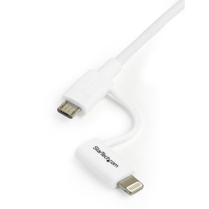 Câble Apple Lightning ou Micro USB vers USB de 1 m (3 pi) de StarTech.com pour iPhone/iPod/iPad - Blanc LTUB1MWH