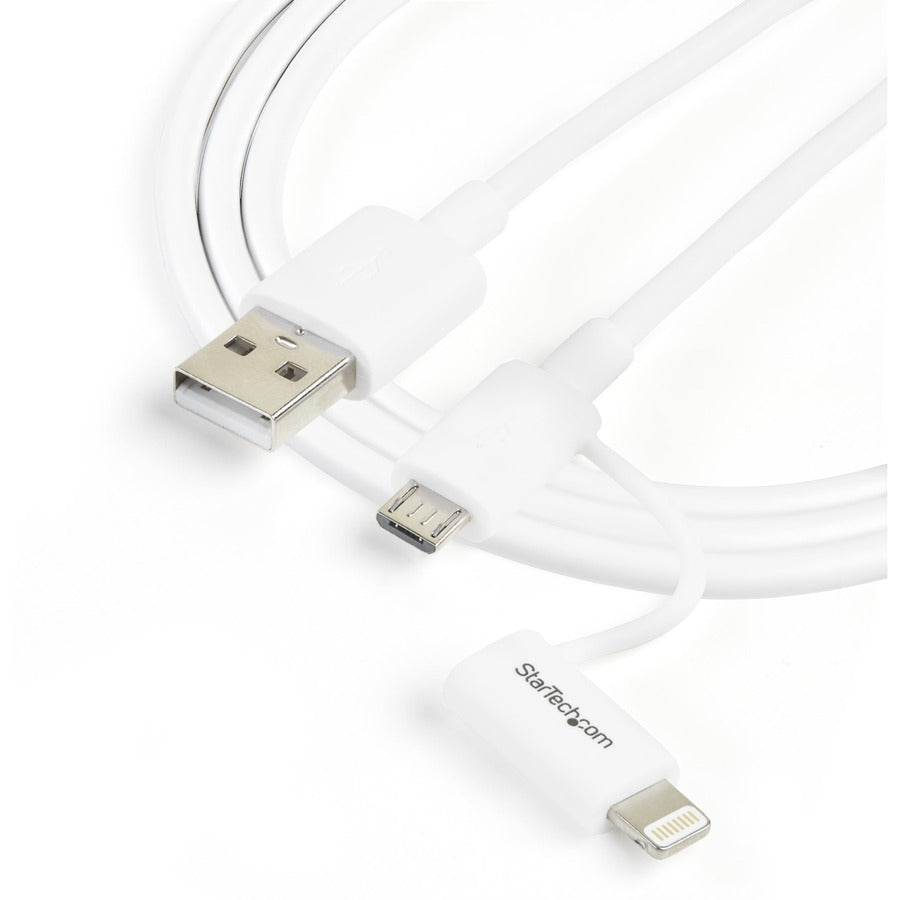 Câble Apple Lightning ou Micro USB vers USB de 1 m (3 pi) de StarTech.com pour iPhone/iPod/iPad - Blanc LTUB1MWH