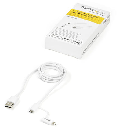 Câble Apple Lightning ou Micro USB vers USB de 1 m (3 pi) de StarTech.com pour iPhone/iPod/iPad - Blanc LTUB1MWH