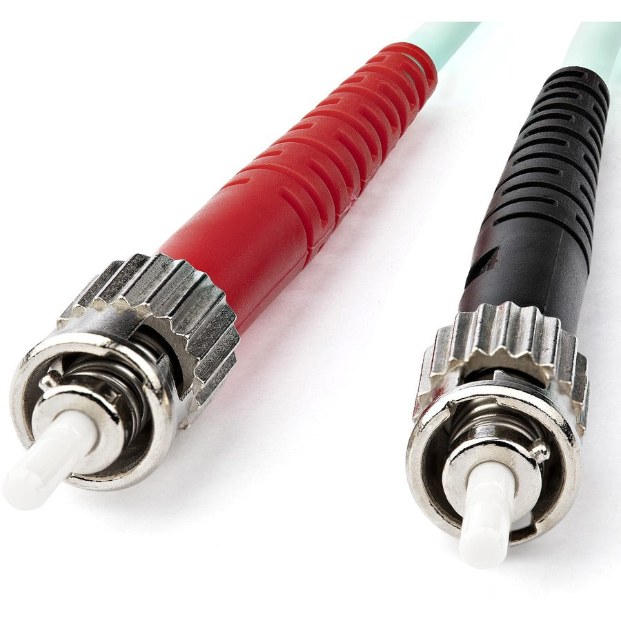 Câble à fibre optique StarTech.com de 1 m - 10 Gb Aqua - Duplex multimode 50/125 - LSZH - ST/ST - OM3 - Câble de raccordement à fibre optique ST vers ST A50FBSTST1