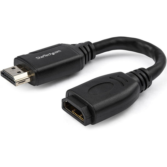 StarTech.com Câble de protection de port HDMI 15 cm, câble d'extension HDMI 2.0 haute vitesse 4K 60 Hz avec Ethernet, cordon d'extension HDMI mâle vers femelle HD2MF6INL