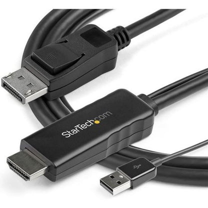 StarTech.com Câble HDMI vers DisplayPort 4K 30 Hz de 2 m - Câble adaptateur HDMI 1.4 vers DP 1.2 actif avec audio - Convertisseur vidéo alimenté par USB HD2DPMM6