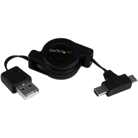 Câble USB rétractable StarTech.com de 2,5 pieds - USB vers Micro USB et Mini USB - M/M USBRETAUBMB