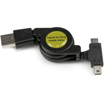 Câble USB rétractable StarTech.com de 2,5 pieds - USB vers Micro USB et Mini USB - M/M USBRETAUBMB