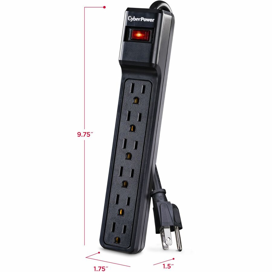 Parasurtenseur CyberPower CSB604 Essential à 6 prises avec 900 joules et cordon de 4 pieds - Boîtes marron unies CSB604