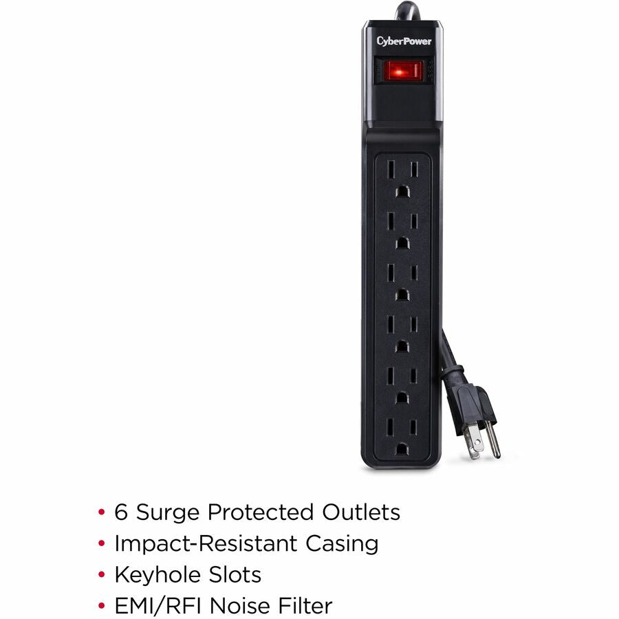 Parasurtenseur CyberPower CSB6012 Essential à 6 prises avec 1 200 joules et cordon de 12 pieds - Boîtes marron unies CSB6012