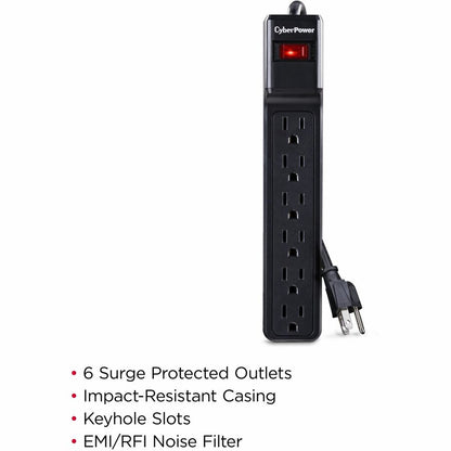 Parasurtenseur CyberPower CSB6012 Essential à 6 prises avec 1 200 joules et cordon de 12 pieds - Boîtes marron unies CSB6012