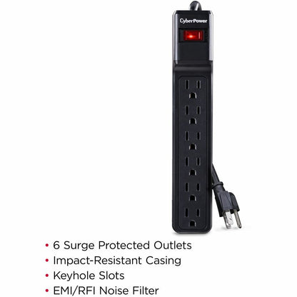 Parasurtenseur CyberPower CSB606 Essential à 6 prises avec 900 joules et cordon de 6 pieds CSB606