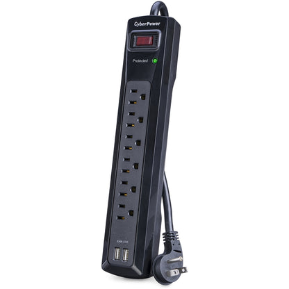 Parasurtenseur professionnel CyberPower CSP604U à 6 prises avec 1 200 J, 2 USB à 2,4 A et cordon de 4 pi - Boîtes marron unies CSP604U