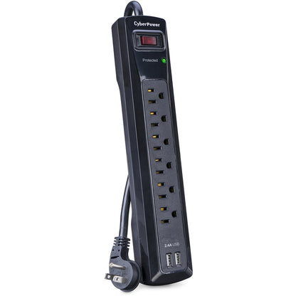 Parasurtenseur professionnel CyberPower CSP604U à 6 prises avec 1 200 J, 2 USB à 2,4 A et cordon de 4 pi - Boîtes marron unies CSP604U