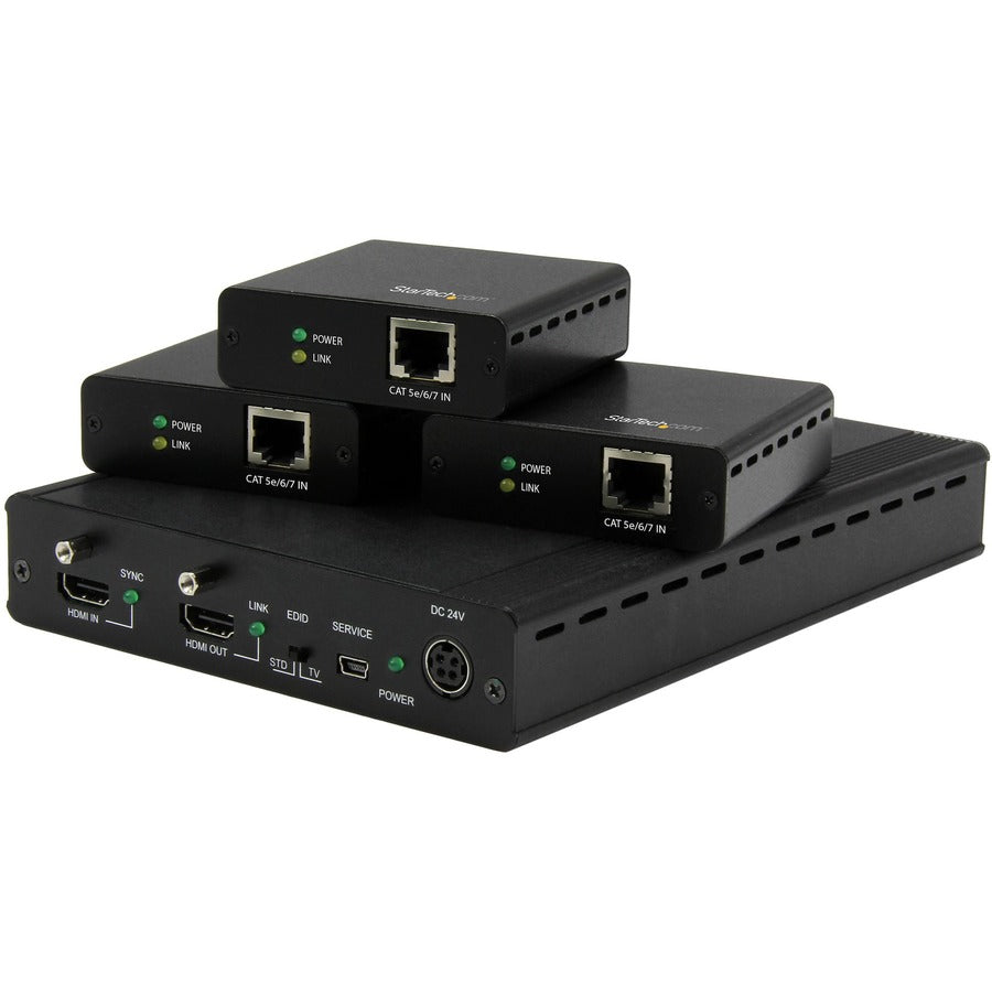 StarTech.com Kit d'extension HDBaseT 3 ports avec 3 récepteurs - Répartiteur HDMI 1x3 sur CAT5e/CAT6 - Système de distribution HDBaseT 1 vers 3 - Jusqu'à 4K ST124HDBT