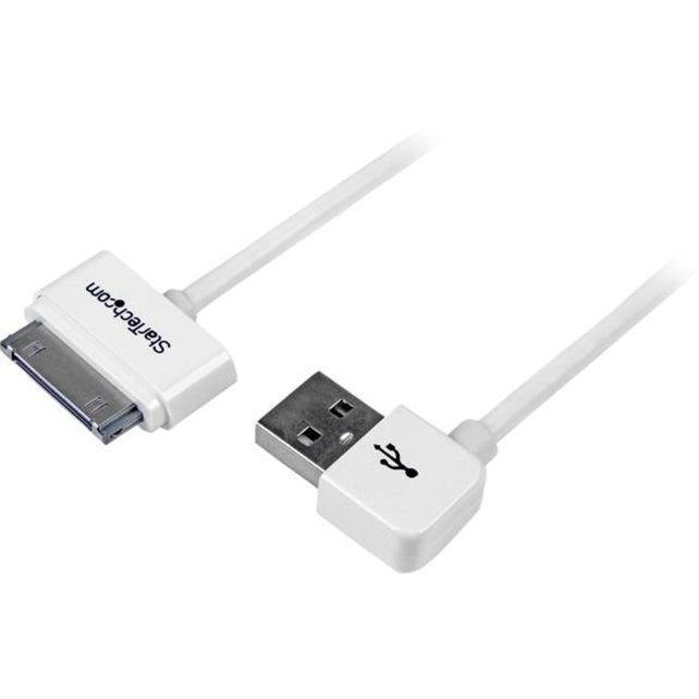 Câble StarTech.com de 1 m (3 pi) avec connecteur Apple Dock vers USB coudé vers la gauche pour iPod/iPhone/iPad avec connecteur étagé USB2ADC1MUL