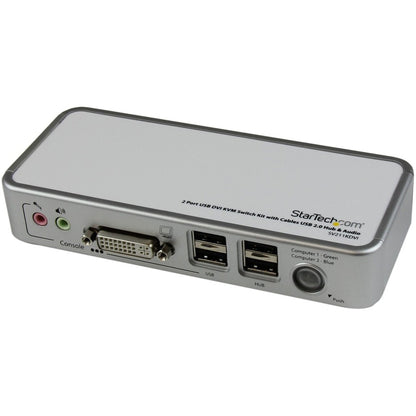 StarTech.com Kit de commutateur KVM USB DVI à 2 ports avec câbles Hub USB 2.0 et audio - KVM USB DVI avec câbles et commutation audio - Commutateur KVM / audio / USB - USB - 2 ports - 1 utilisateur local SV211KDVI