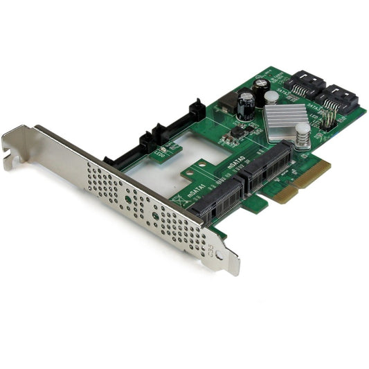 StarTech.com Carte contrôleur RAID PCI Express 2.0 SATA III 6 Gbit/s à 2 ports avec 2 emplacements mSATA et hiérarchisation HyperDuo SSD PEXMSATA3422