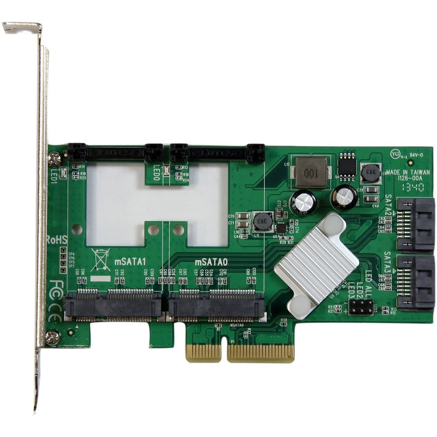 StarTech.com Carte contrôleur RAID PCI Express 2.0 SATA III 6 Gbit/s à 2 ports avec 2 emplacements mSATA et hiérarchisation HyperDuo SSD PEXMSATA3422