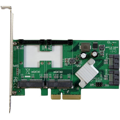 StarTech.com Carte contrôleur RAID PCI Express 2.0 SATA III 6 Gbit/s à 2 ports avec 2 emplacements mSATA et hiérarchisation HyperDuo SSD PEXMSATA3422
