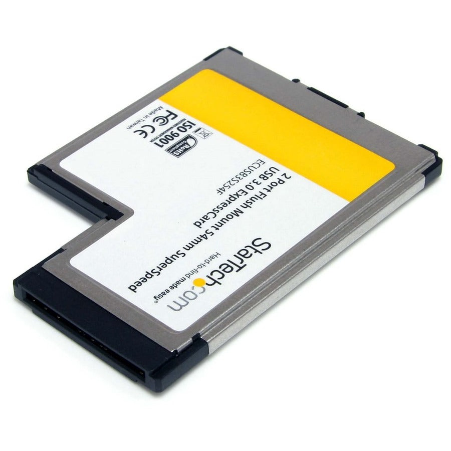 StarTech.com Adaptateur de carte ExpressCard USB 3.0 SuperSpeed ​​à 2 ports à montage encastré de 54 mm avec prise en charge UASP ECUSB3S254F