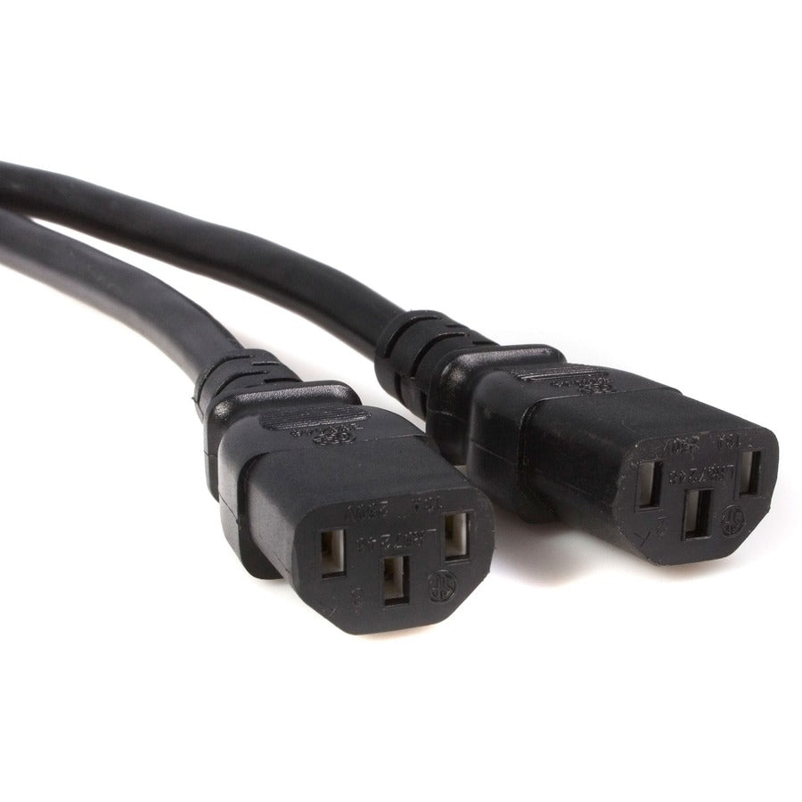 StarTech.com Câble d'extension d'alimentation 3 m, répartiteur C14 vers 2 x C13, 13 A 250 V, 16 AWG, rallonge de cordon d'alimentation pour ordinateur, câble d'extension d'alimentation PXT100Y