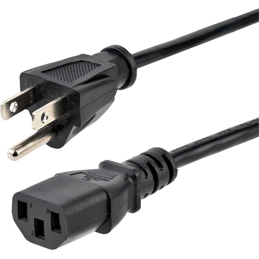 StarTech.com Câble d'alimentation pour ordinateur de 7,6 m (25 pi), NEMA 5-15P vers C13, 10 A 125 V 18 AWG, noir Cordon d'alimentation de rechange pour PC, câble d'alimentation pour téléviseur/moniteur PXT10125