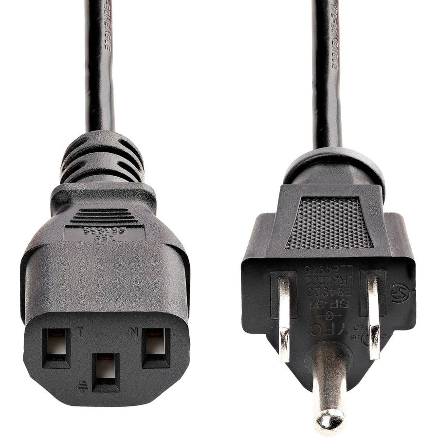 StarTech.com Câble d'alimentation pour ordinateur de 7,6 m (25 pi), NEMA 5-15P vers C13, 10 A 125 V 18 AWG, noir Cordon d'alimentation de rechange pour PC, câble d'alimentation pour téléviseur/moniteur PXT10125
