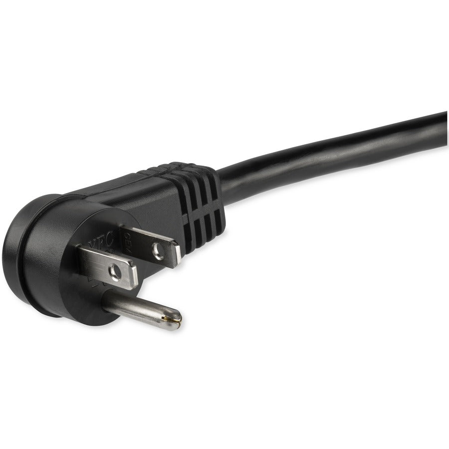 StarTech.com Câble d'extension d'alimentation de 0,3 m (1 pi), angle droit NEMA 5-15P vers NEMA 5-15R, 13 A 125 V, 16 AWG, noir, câble d'extension de prise PAC101R1