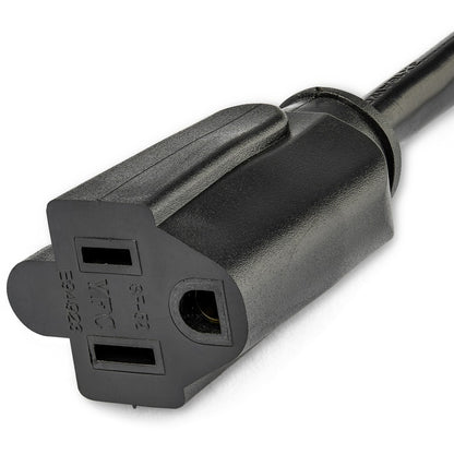 StarTech.com Câble d'extension d'alimentation de 0,3 m (1 pi), angle droit NEMA 5-15P vers NEMA 5-15R, 13 A 125 V, 16 AWG, noir, câble d'extension de prise PAC101R1