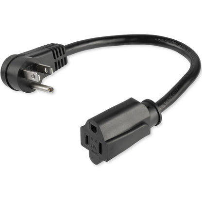 StarTech.com Câble d'extension d'alimentation de 0,3 m (1 pi), angle droit NEMA 5-15P vers NEMA 5-15R, 13 A 125 V, 16 AWG, noir, câble d'extension de prise PAC101R1