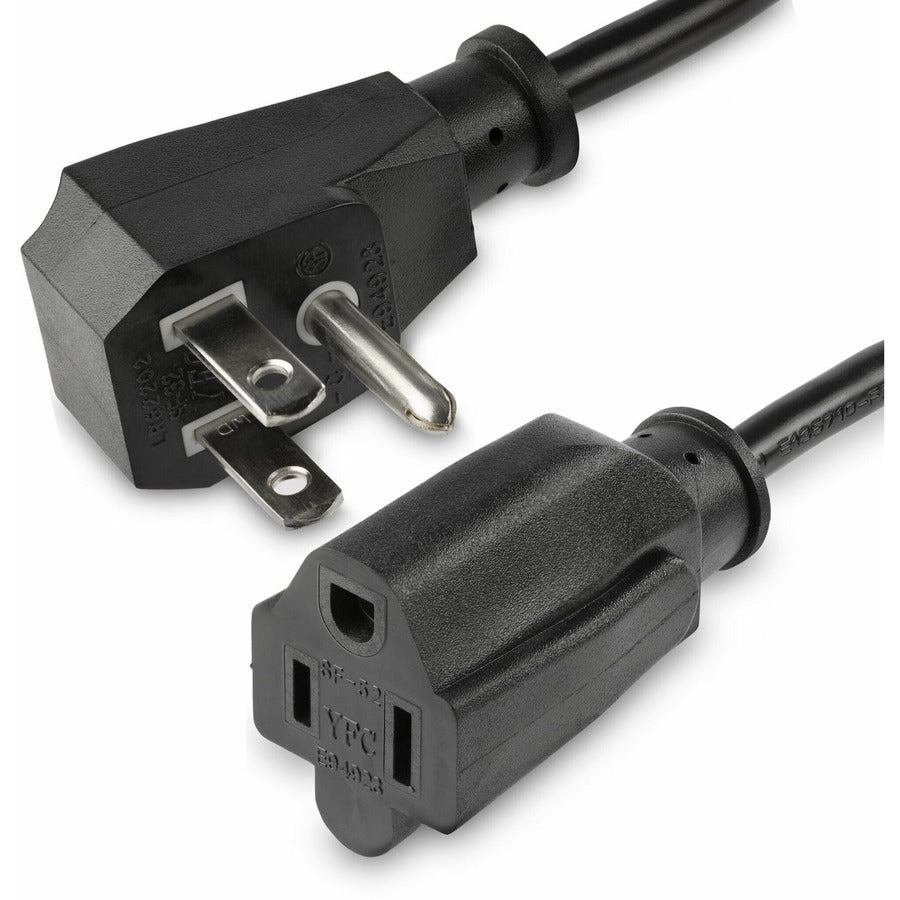 StarTech.com Câble d'extension d'alimentation plat NEMA 5-15P vers NEMA 5-15R, 10 A 125 V, 18 AWG, noir, 0,45 m, PACF10118IN