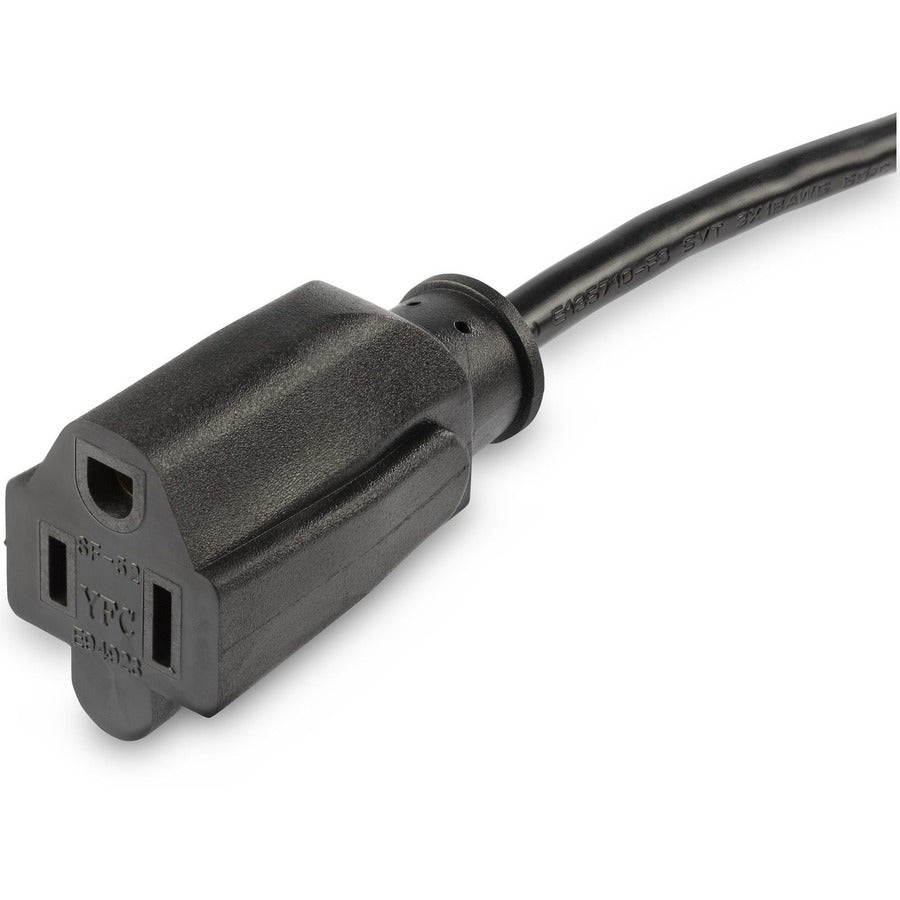 StarTech.com Câble d'extension d'alimentation plat NEMA 5-15P vers NEMA 5-15R, 10 A 125 V, 18 AWG, noir, 0,45 m, PACF10118IN