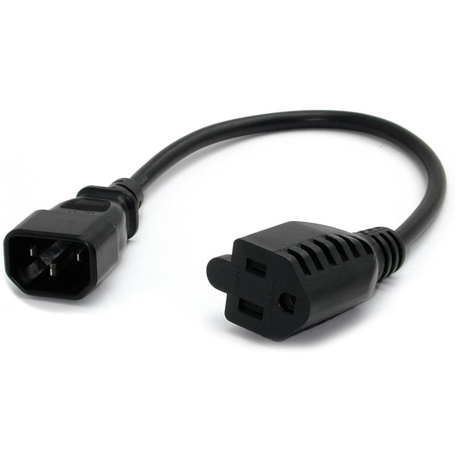 StarTech.com Câble d'extension d'alimentation de 0,3 m (1 pi), IEC C14 vers NEMA 5-15R, 10 A 125 V, 18 AWG, noir, câble d'extension de prise pour alimentations PAC100