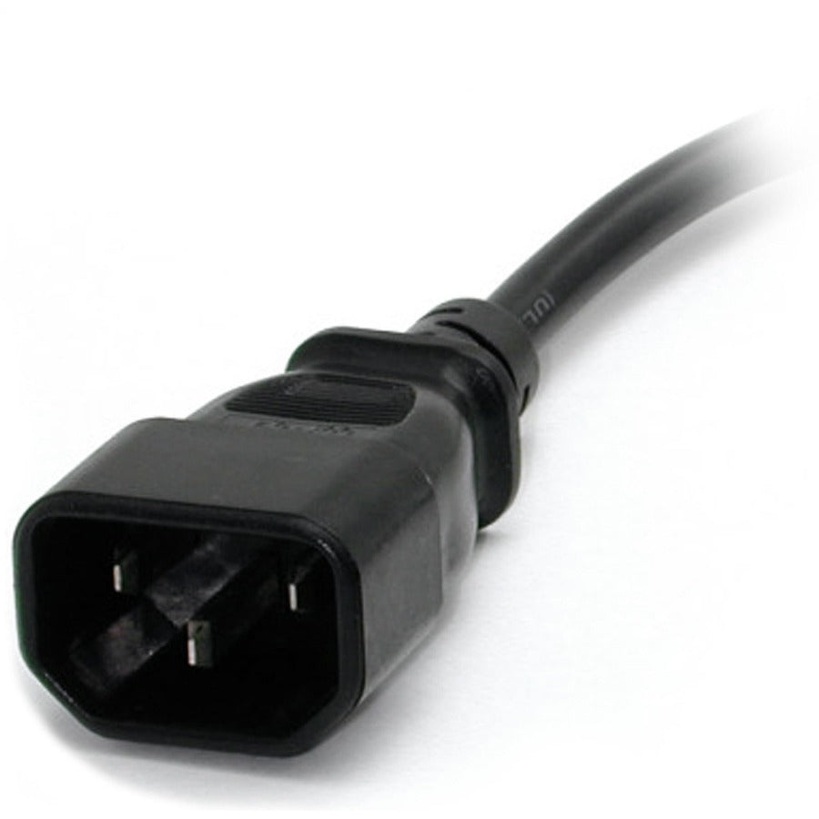 StarTech.com Câble d'extension d'alimentation de 0,3 m (1 pi), IEC C14 vers NEMA 5-15R, 10 A 125 V, 18 AWG, noir, câble d'extension de prise pour alimentations PAC100