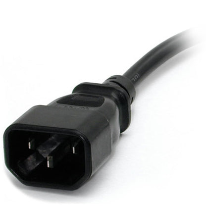 StarTech.com Câble d'extension d'alimentation de 0,3 m (1 pi), IEC C14 vers NEMA 5-15R, 10 A 125 V, 18 AWG, noir, câble d'extension de prise pour alimentations PAC100