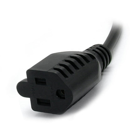 StarTech.com Câble d'extension d'alimentation de 0,3 m (1 pi), IEC C14 vers NEMA 5-15R, 10 A 125 V, 18 AWG, noir, câble d'extension de prise pour alimentations PAC100