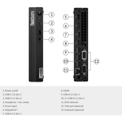 Ordinateur de bureau Lenovo ThinkCentre M90q 11CR003LUS - Intel Core i9 10e génération i9-10900 Deca-core (10 cœurs) 2,80 GHz - 16 Go RAM DDR4 SDRAM - 512 Go SSD - Tiny - Noir 11CR003LCA