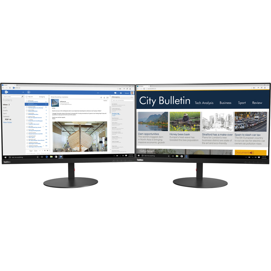 Moniteur LCD Lenovo T27i-10 27" Full HD WLED - 16:9 - Noir corbeau 61C6MAR1US