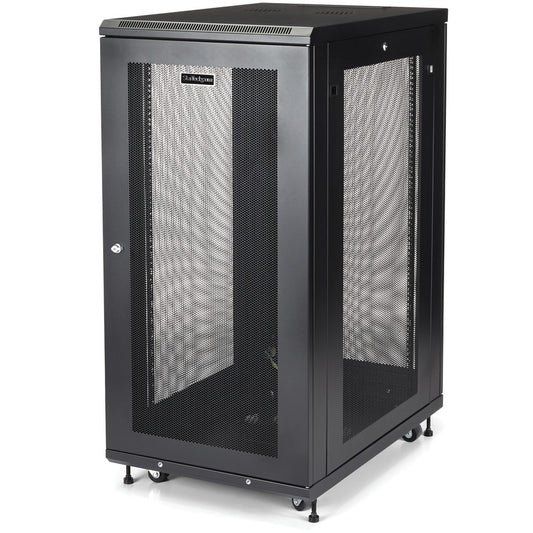 StarTech.com Armoire de serveur 24U 19" à 4 montants, profondeur réglable de 2 à 30" avec roulettes, gestion des câbles, étagère 1U, portes verrouillables et panneaux latéraux RK2433BKM