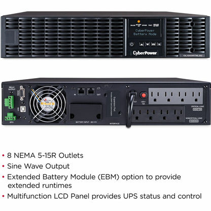 Systèmes d'onduleurs CyberPower OL1000RTXL2U Smart App Online - Capacité : 1 000 VA / 900 W OL1000RTXL2U