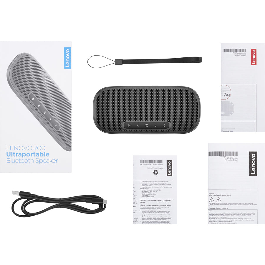 Lenovo 700 Portable Bluetooth Speaker System - 4 W RMS - Gray 4XD0T32974