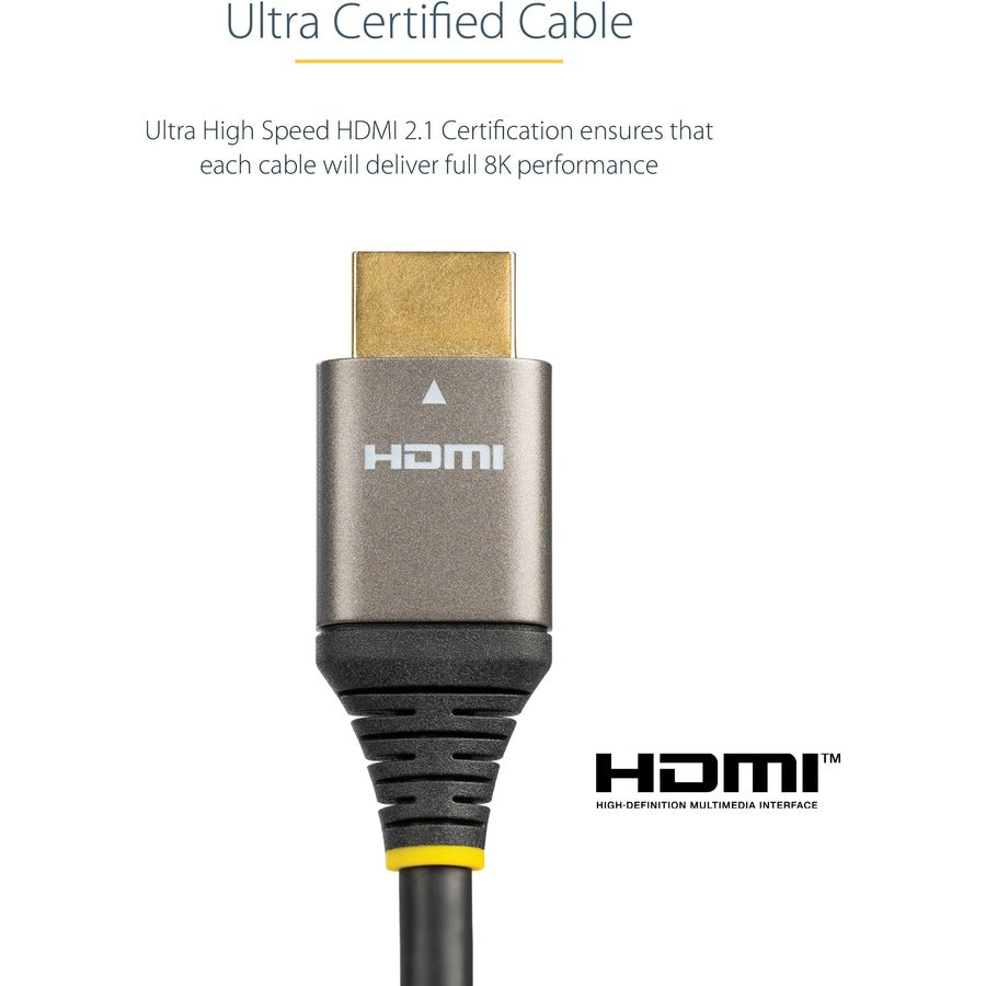 Câble HDMI 2.1 StarTech.com de 5 m, câble HDMI ultra haute vitesse certifié 48 Gbit/s, 8K 60 Hz/4K 120 Hz HDR10+, câble HDMI 8K, moniteur/écran HDMM21V5M