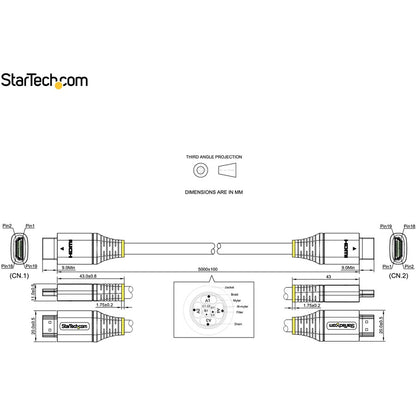 Câble HDMI 2.1 StarTech.com de 5 m, câble HDMI ultra haute vitesse certifié 48 Gbit/s, 8K 60 Hz/4K 120 Hz HDR10+, câble HDMI 8K, moniteur/écran HDMM21V5M