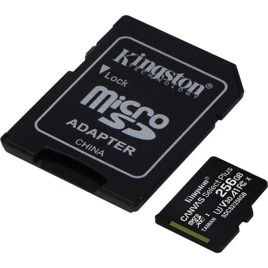 Kingston Canvas Select Plus 256 Go Classe 10/UHS-I (U3) V30 microSDXC - 1 paquet SDCS2/256GBCR