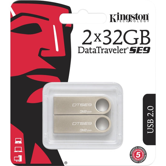 Kingston 32 Go USB 2.0 DataTraveler SE9 (boîtier métallique) (lot de 2) DTSE9H/32 Go-2P