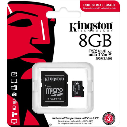 Carte microSDHC SDCIT2/8 Go Kingston Industrial Classe 10/UHS-I (U3) V30