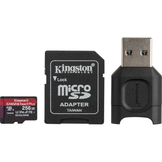 Carte microSDXC Kingston Canvas React Plus 256 Go Classe 10/UHS-II (U3) MLPMR2/256 Go